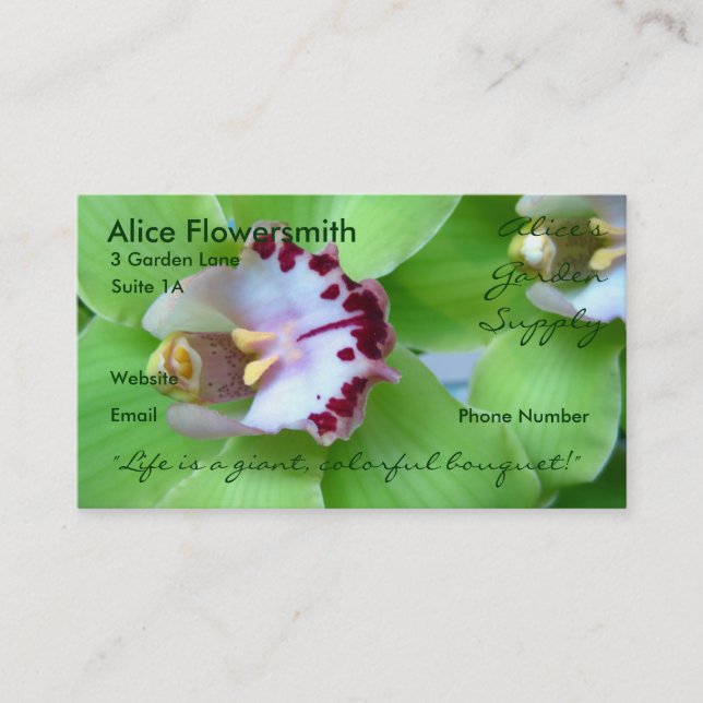 Green Orchids business cards (Front)
