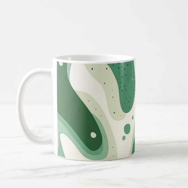Green Organic Abstract Shapes 🍃 Coffee Mug (Left)