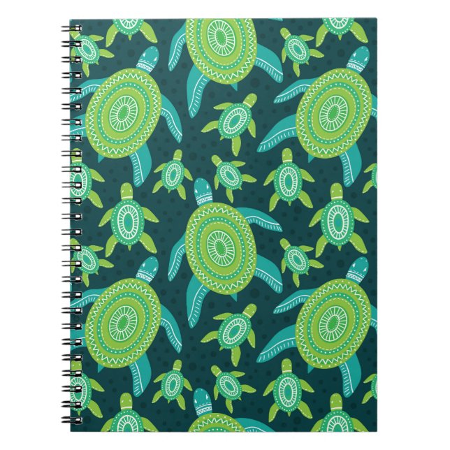 Green ornament turtles: vintage pattern. notebook (Front)