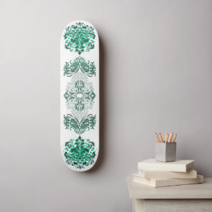 Green Ornamental Arabesque  Skateboard