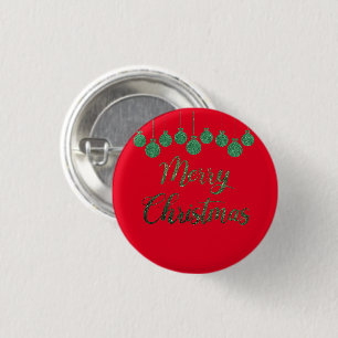Green ornaments - merry christmas 1 inch round button