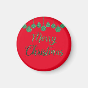 Green ornaments - merry christmas magnet