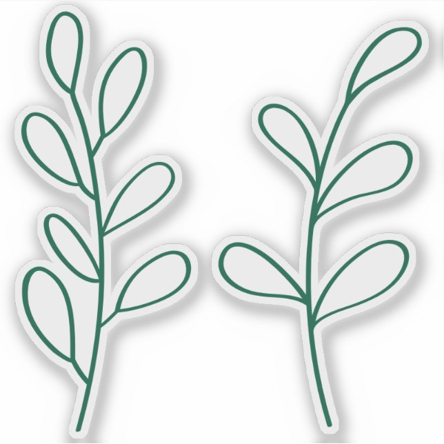 Green Outline Leaves, Two Custom Cut Small (Front)