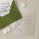 Green Overflowing Bouquet Wedding Acrylic Invitations<br><div class="desc">A beautifully hand-drawn botanical bouquet overflows onto this acrylic wedding invitation. Featuring chic font pairings and an earthy bohemian feel. Choose between a clear or frosted acrylic card. Full matching wedding suite available.</div>