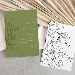 Green Overflowing Bouquet Wedding Invitation