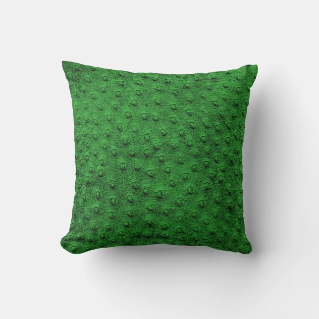 Green Oversized Ostrich Leather Grain Pillow (Front)
