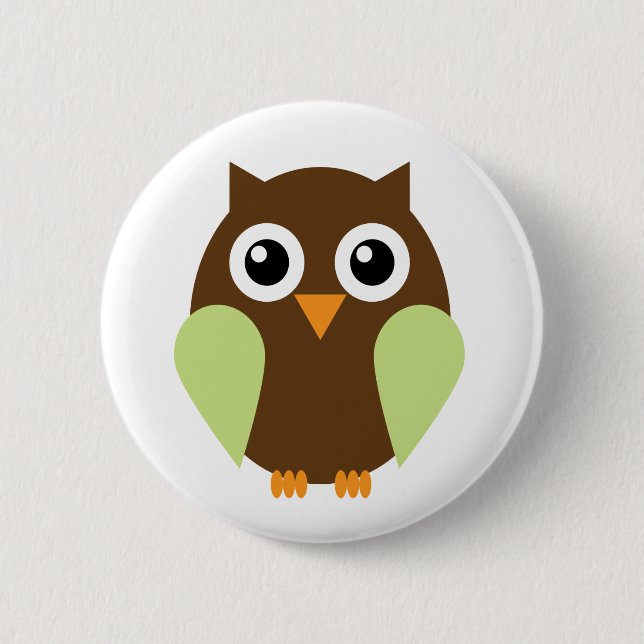 Green Owl 2 Inch Round Button (Front)