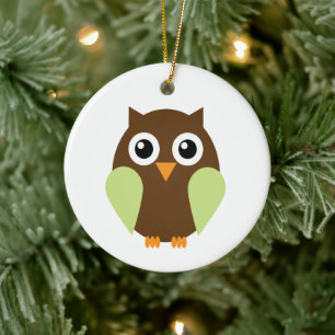 Green Owl Ceramic Ornament