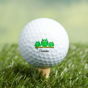 Green Owl Design Personalised Golf Balls