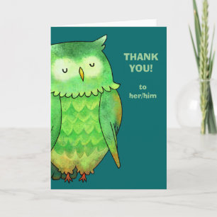 Green Owl Greeting Card(customizable) Holiday Card
