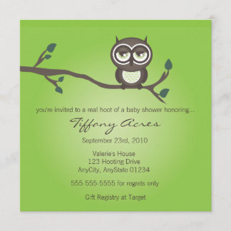 Green Owl Invitation