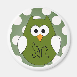 Green owl Magnet