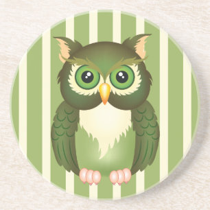 Green Owl Sandstone Drink Coaster