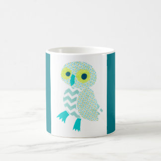 Green Owl with Blue borders mug