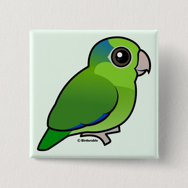 Green Pacific Parrotlet 2 Inch Square Button (Front)