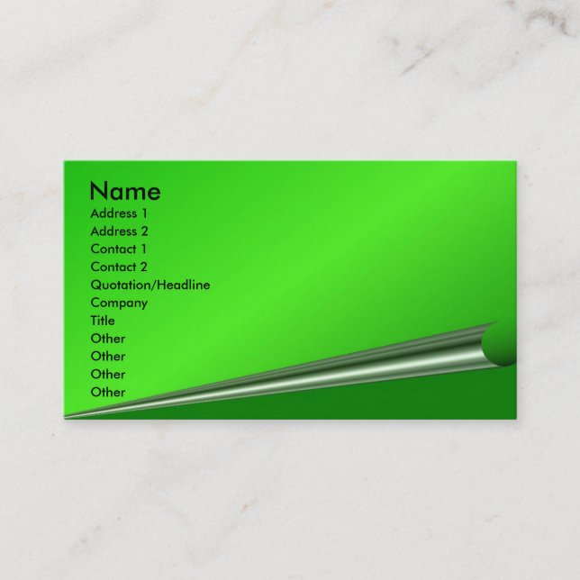 Green Page Curl Profile Card (Front)