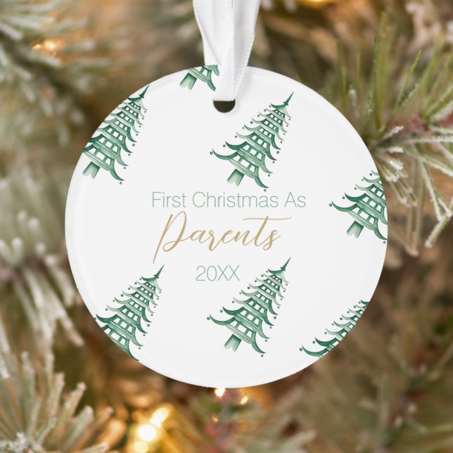 Green  Pagoda Christmas Tree "First Christmas as" Ornament (Tree)