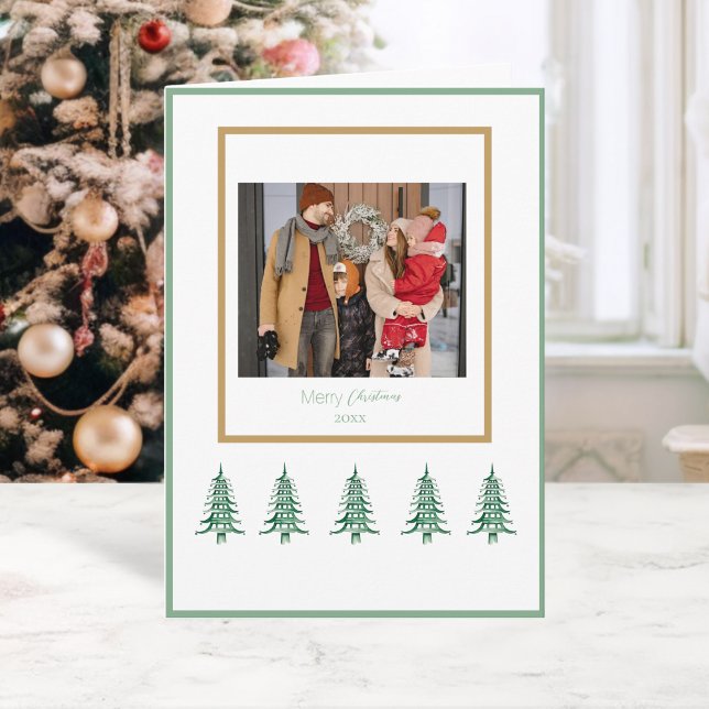 Green Pagoda Christmas Trees 1-Photo  Card (Green Pagoda Christmas Trees 1-Photo Card)