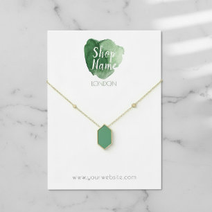 Green paint splash, jewellery display card