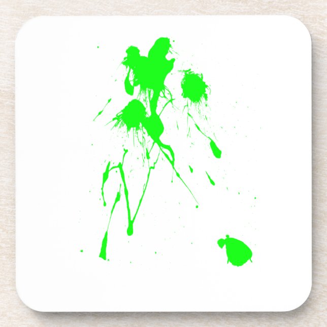 Green paint splatter coaster (Front)