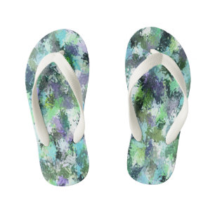 Green Paint Splatter Kid's Flip Flops