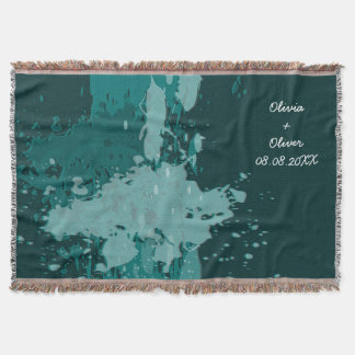 Green Paint Splatter Outdoor Wedding Party Blanket