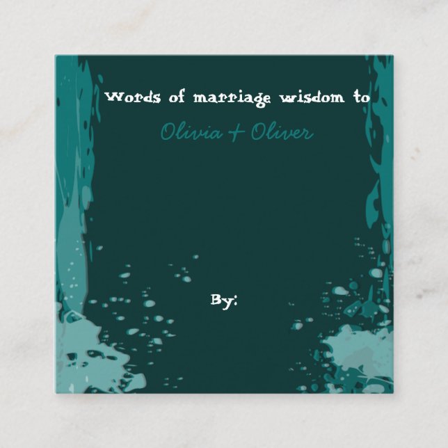 Green Paint Splatter - Words of Marriage Wisdom - Enclosure Card (Front)