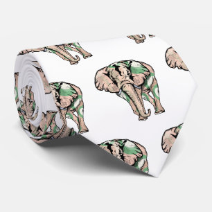GREEN PAINTED ELEPHANT TIE