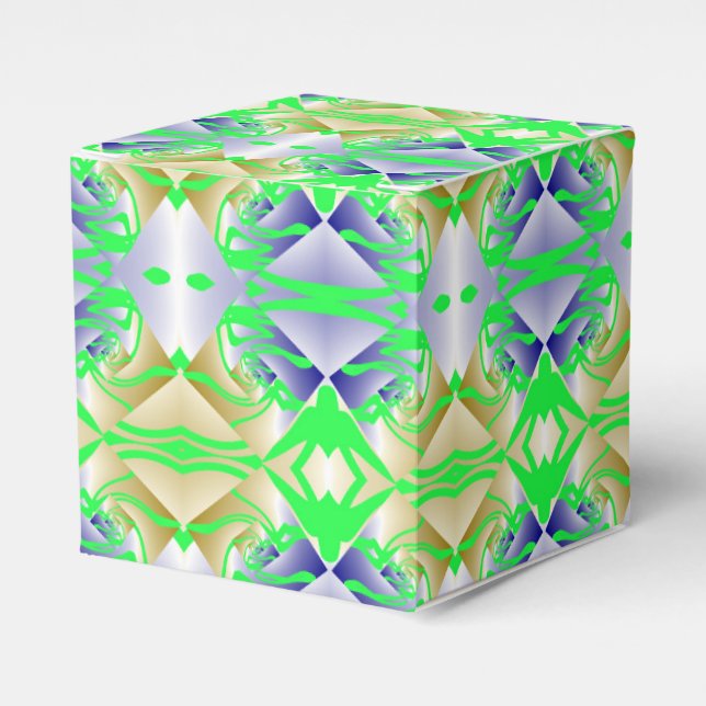 Green paintings on diamond pattern favor box (Front Side)