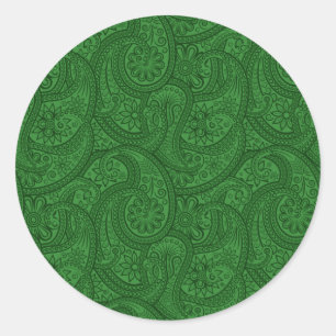Green Paisley Classic Round Sticker