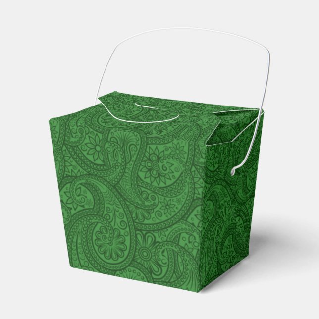 Green Paisley Favor Box (Front Side)