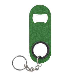 Green Paisley Keychain Bottle Opener