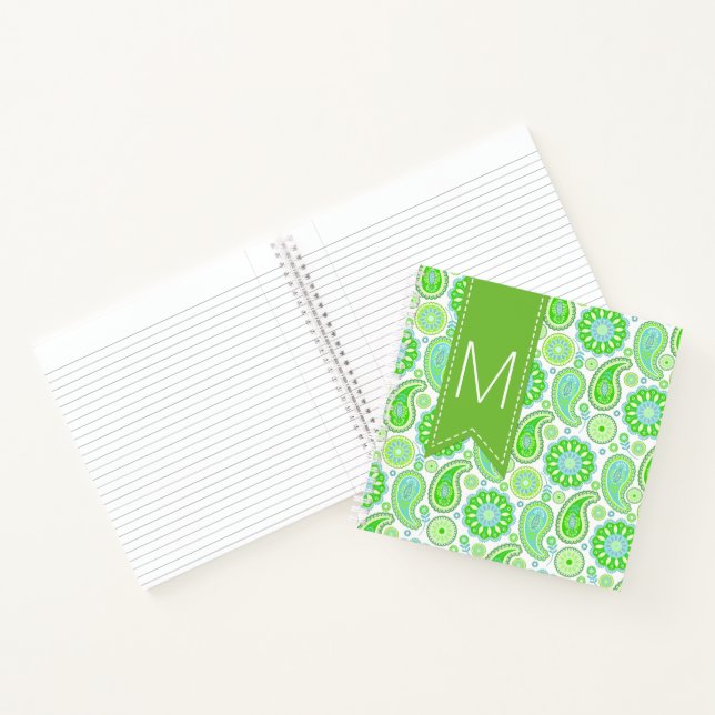 Green Paisley Monogrammed Notebook (Inside)
