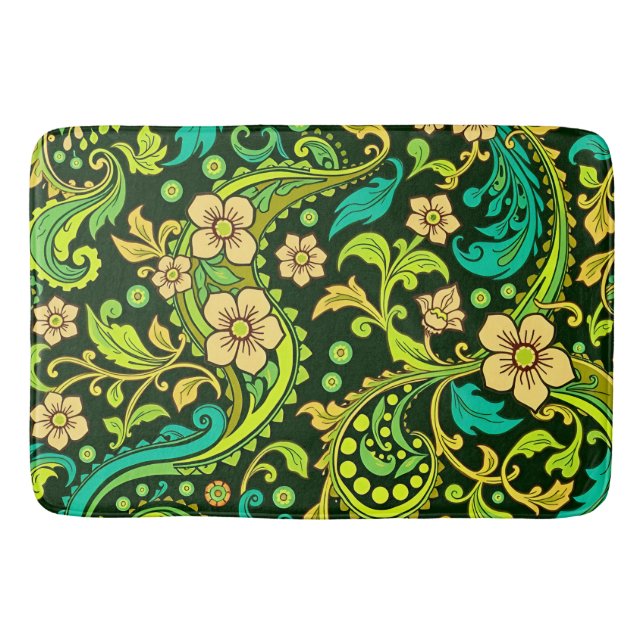 Green Paisley Pattern Bath Mat (Front)