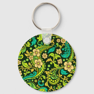 Green Paisley Pattern Keychain