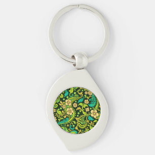 Green Paisley Pattern Keychain