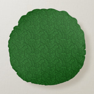Green Paisley Round Pillow