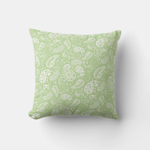 Green Paisley Throw Pillow
