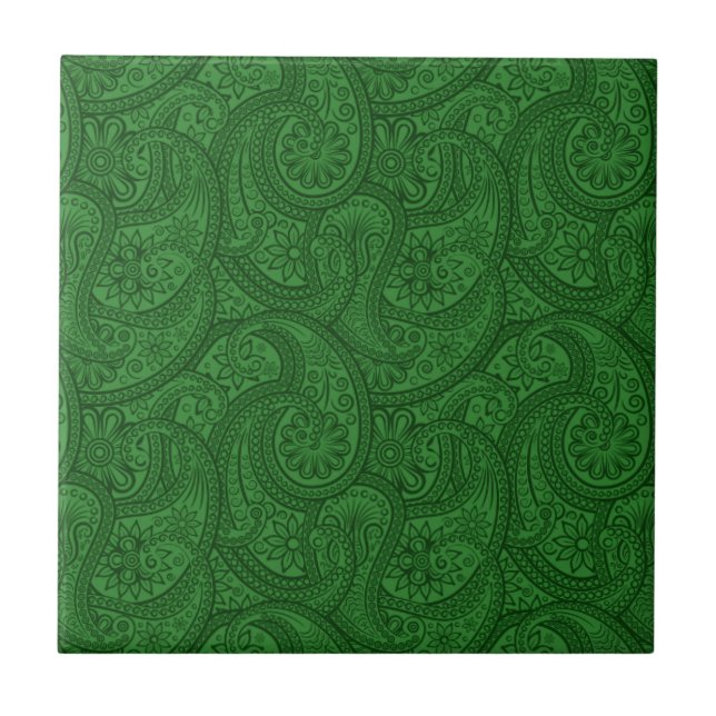 Green Paisley Tile (Front)