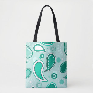 green paisley tote bag