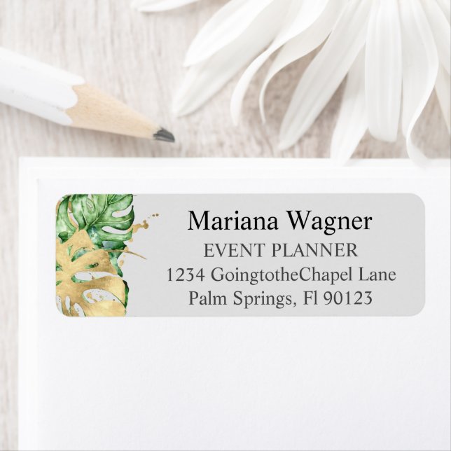 Green Palm Feuille Gold on Sand Business (En situation)