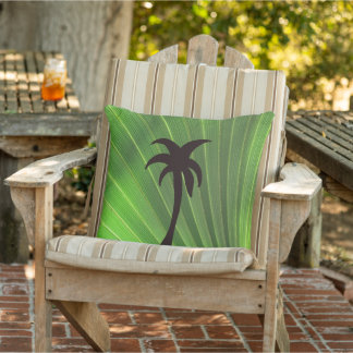 Green Palm Frond Outdoor Pillow