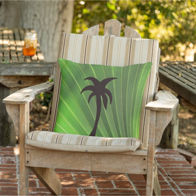 Green Palm Frond Outdoor Pillow (Chair)