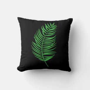 Green Palm Frond Silhouette Throw Pillow