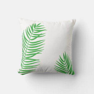 Green Palm Frond Silhouette Throw Pillow