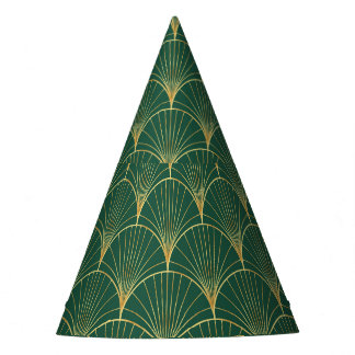 Green Palm Leaf Art Deco Party Hat