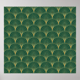 Green Palm Leaf Art Deco Poster