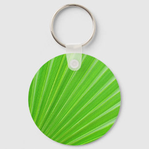 Green palm leaf background keychain