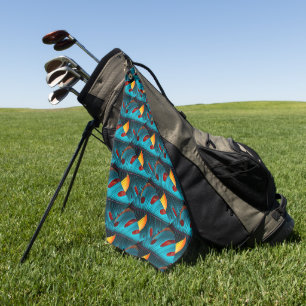 Green Palm Leaf Pattern Golf Towel