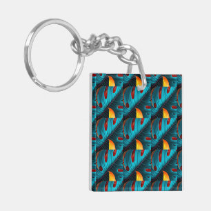 Green Palm Leaf Pattern Keychain